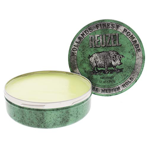 Reuzel Green Grease Medium Hold Pomade, Hair Holding Wax For Men, 12 oz