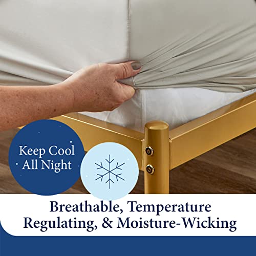 Cosy House Collection Luxury Bamboo Sheets - Blend of Rayon Derived from Bamboo - Cooling and Breathable, Silky Soft, 16-Inch Deep Pockets - 4-Piece Bedding Set - Queen, Grey