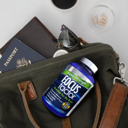 Focus Factor Adults Extra Strength, 120 Count- Brain Supplement for Memory, Concentration, Focus - DMAE, Vitamin D, DHA- Brain Health Supplement – Trusted Formula- Brain Vitamins, Focus Pills (2 pk)
