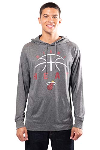 Ultra Game NBA Miami Heat Mens Super Soft Lightweight Pullover Hoodie, Heather Charcoal , Small