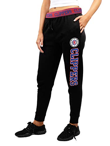 Ultra Game NBA Los Angeles Clippers Womens Jogger Pants Active Basic Fleece Sweatpants , Black, Large