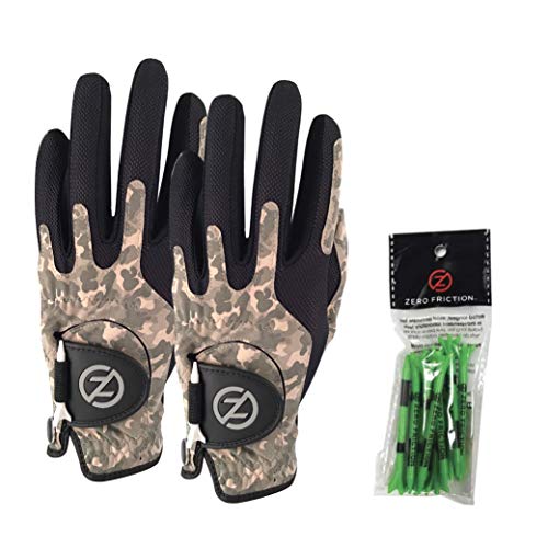 Zero Friction Men's Synthetic Left Hand Golf Glove (2 Pack), Universal Fit Field Camo, One Size, Universal-Fit