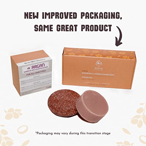 Argan Oil Shampoo And Conditioner Bar Set - 100% Vegan And Plastic Free Shampoo And Conditioner with Essential Oil - Handmade In The USA.