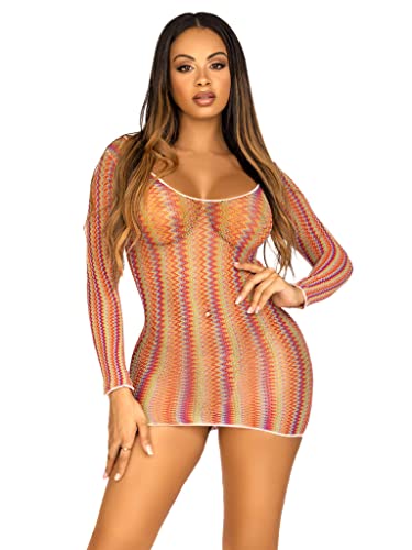 Leg Avenue womens Fishnet Long Sleeve Halter Dress Lingerie Set, Multi, One Size US