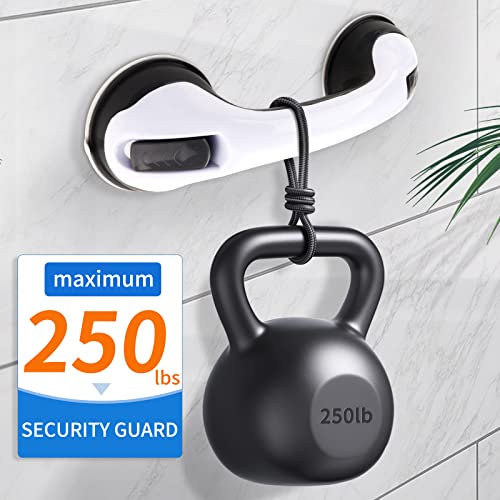 Shower Handle 2 Pack 12 inch Grab Bars for Bathtubs and Showers Shower Handle with Strong Hold Suction Cup Grip Grab Bath Handle Grab Bars for Handicap Elderly Seniors Bathroom Safety Grab Bar Black