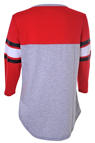 Ultra Game NBA Houston Rockets Womens T-Shirt Raglan Baseball 3/4 Long Sleeve Tee Shirt, Team Color, Large