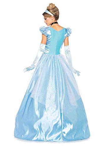 Leg Avenue Womens - 3 Piece Classic Cinderella Gown Set Full Length Family Friendly Princess Dress and Headband Set Adult Sized Costumes, Blue, Small US
