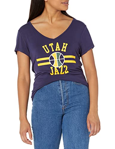 Ultra Game NBA Utah Jazz Womens Box Out Varsity Stripe Tee Shirt, Team Color, Large