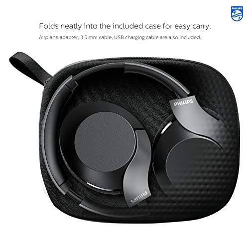 PHILIPS PH805 Active Noise Canceling (ANC) Over Ear Wireless Bluetooth Performance Headphones w/Hi-Res Audio, Comfort Fit and 30 Hours of Playtime (TAPH805BK)