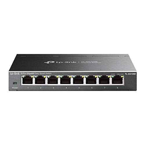 TP-Link 8 Port Gigabit Switch | Easy Smart Managed | Plug and Play | Limited Lifetime Protection | Desktop/Wall-Mount | Sturdy Metal w/ Shielded Ports | Support QoS, Vlan, IGMP and LAG (TL-SG108E)