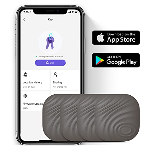 Nutale Key Finder, 4-Pack Bluetooth Tracker Item Locator with Key Chain for Keys Pet Wallets or Backpacks and Tablets