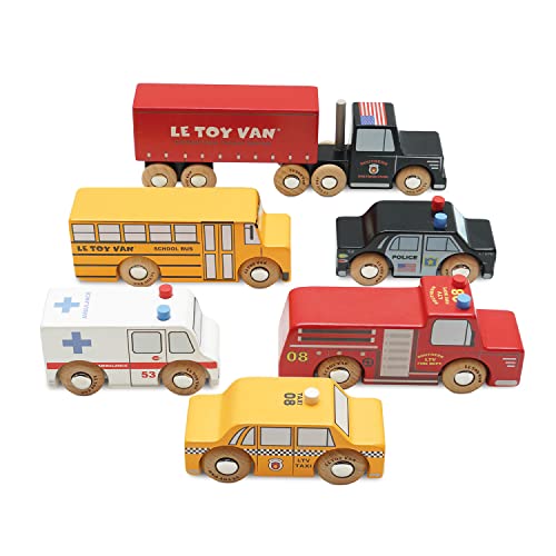 Le Toy Van New York Car Set Premium Wooden Toys for Kids Ages 3 Years and Up
