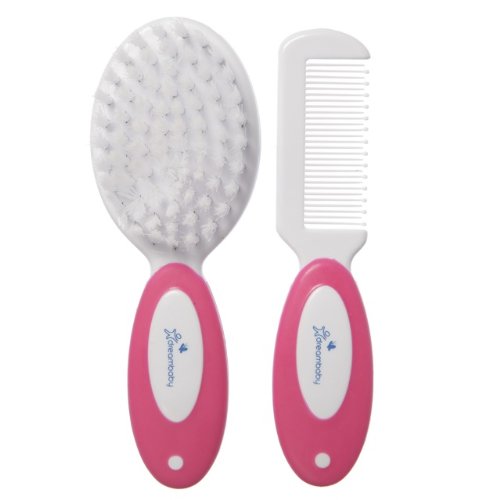 Dreambaby Deluxe Super Soft Bristles Brush and Comb Set - with Easy-Grip Toddler Size Handle - Pink - Model L328