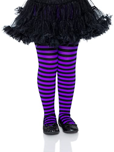 Leg Avenue Girls Children's Striped Tights childrens costume accessories, Black/Purple, Medium US