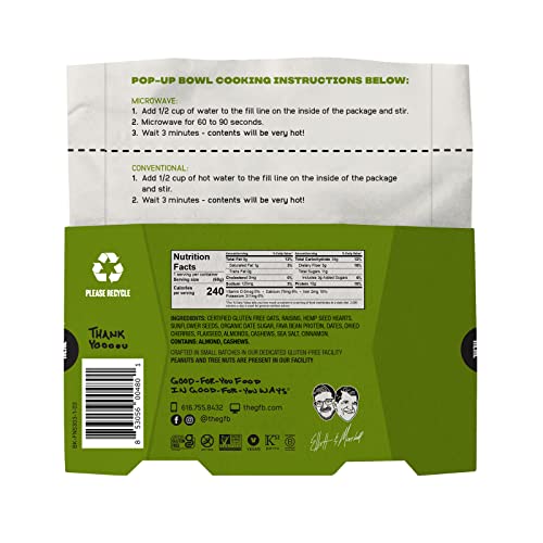 The Gluten Free Brothers, Protein Oatmeal Cup (Pop-up), Fruit, Nuts and Seeds, 2 Ounce (Pack of 6), Gluten Free, Non GMO