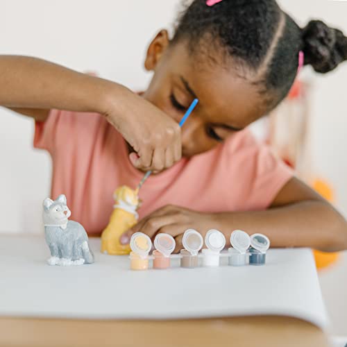 Melissa and Doug Created by Me! Pet Figurines Craft Kit (Resin Dog and Cat, 6 Paints, Paintbrush)
