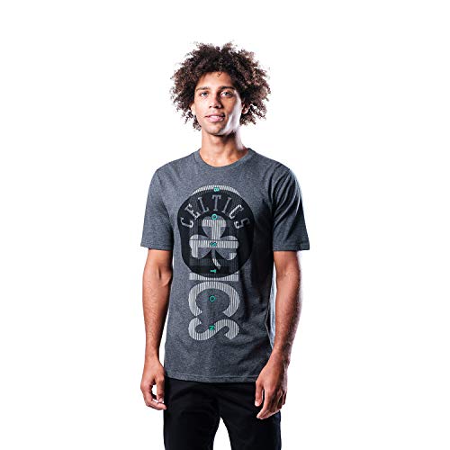 Ultra Game NBA Boston Celtics Mens Upright Logo Short Sleeve Tee Shirt, Charcoal Heather, XX-Large