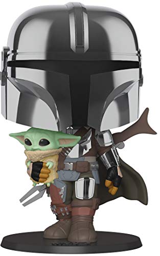 Pop! Star Wars: The Mandalorian - 10 Inch Chrome Mandalorian with The Child Vinyl Action Figure