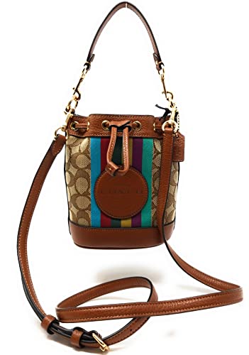 COACH Women's Mini Dempsey Bucket Bag In Signature Jacquard With Stripe Patch (Khaki - Multi)