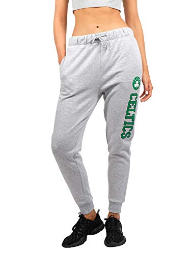 Ultra Game NBA Boston Celtics Womens Jogger Pants Active Basic Fleece Sweatpants , Heather Gray, Medium