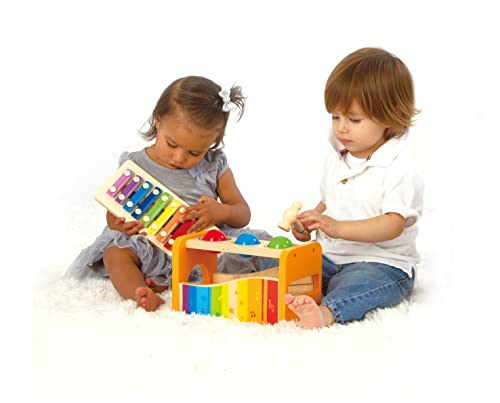Hape Pound and Tap Bench with Slide Out Xylophone - Award Winning Durable Wooden Musical Pounding Toy for Toddlers