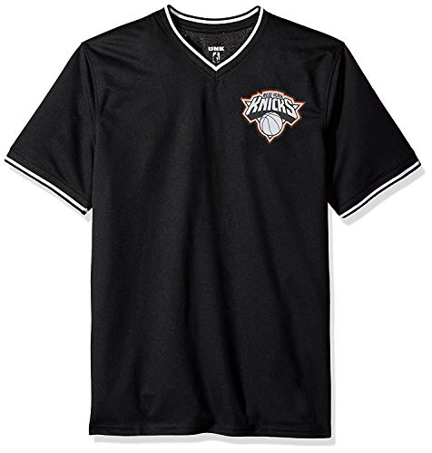 Ultra Game NBA New York Knicks Mens Jersey V-Neck Mesh Short Sleeve Tee Shirt, Black, Small