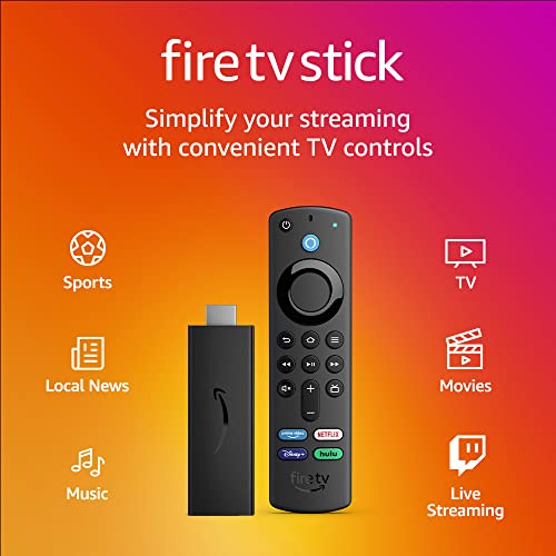 Fire TV Stick with Alexa Voice Remote (includes TV controls), free and live TV without cable or satellite, HD streaming device