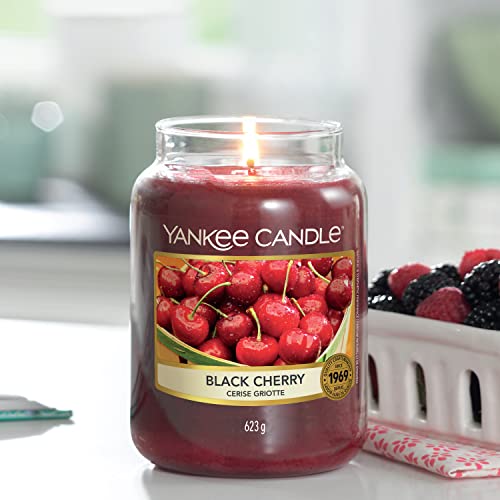 Yankee Candle Black Cherry Scented, Classic 22oz Large Jar Single Wick Candle, Over 110 Hours of Burn Time