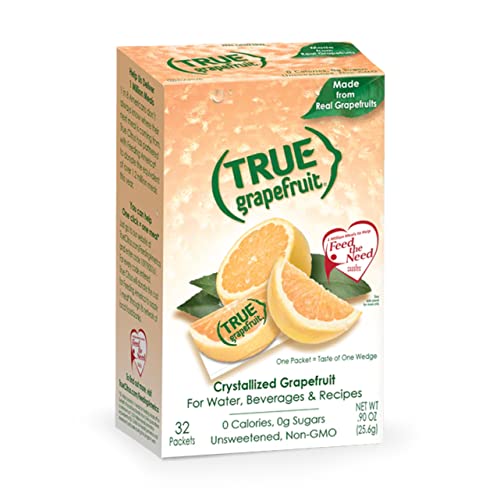 TRUE GRAPEFRUIT Water Enhancer (32 Packets) | Zero Calorie Unsweetened Water Flavoring | For Water, Bottled Water and Recipes | Water Flavor Packets Made with Real Grapefruit