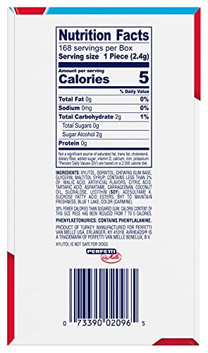 Airheads Candy, Chewing Gum, Blue Rasberry Flavor, Sugar Free, Xylitol, 14 Sticks per Pack, Box of 12 Packs