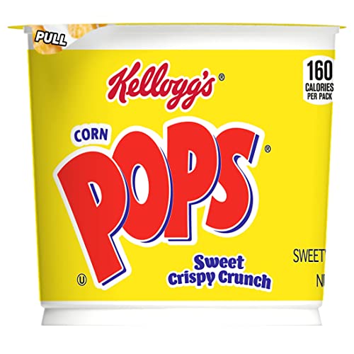 Corn Pops Cold Breakfast Cereal Cups, 8 Vitamins and Minerals, Kids Snacks, Original (12 Cups)