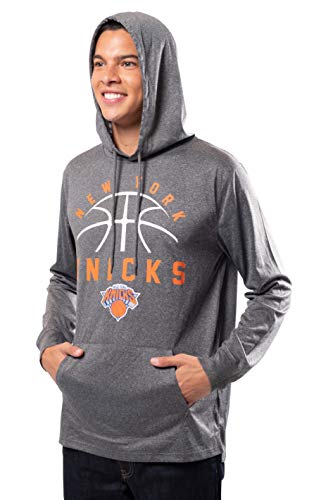Ultra Game NBA New York Knicks Mens Super Soft Lightweight Pullover Hoodie, Heather Charcoal , Small