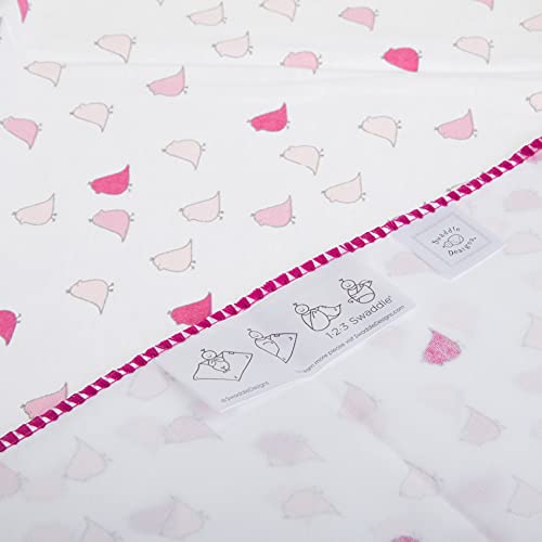 SwaddleDesigns Large Receiving Blanket, Ultimate Swaddle for Baby Boys and Girls, Softest US Cotton Flannel, Best Shower Gift, MADE in USA, Little Chickies Very Berry, Mom’s Choice Winner,SD-404VB