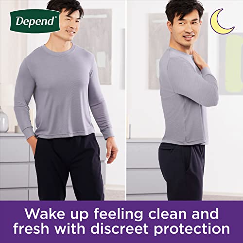 Depend Night Defense Adult Incontinence Underwear for Men, Disposable, Overnight, Large, Grey, 56 Count, Packaging May Vary