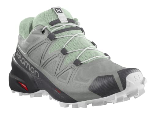 Salomon Speedcross 5 Trail Running Shoes for Women, Wrought Iron/Spray/White, 6