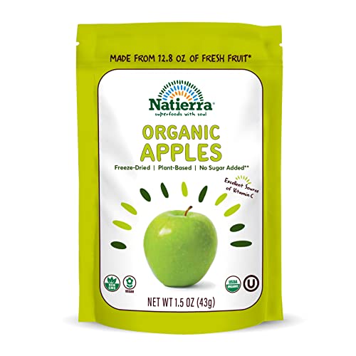 NATIERRA Nature's All Foods Organic Freeze-Dried Apples | Non-GMO and Vegan | 1.5 Ounce