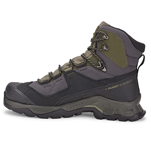 Salomon Quest Element Gore-TEX Hiking Boots for Men, Black/Deep Lichen Green/Olive Night, 9.5