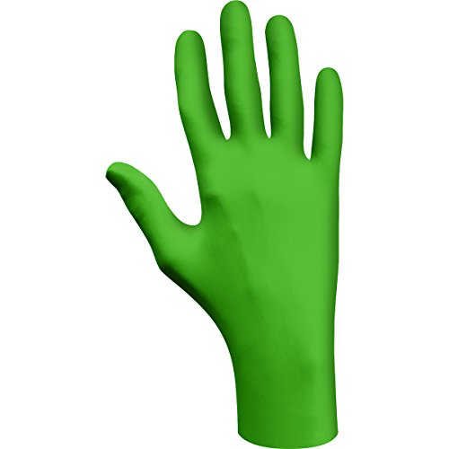 SHOWA 6110PF Biodegradable Disposable Powder Free Nitrile Glove, Large (1 Box of 100 Gloves),Green