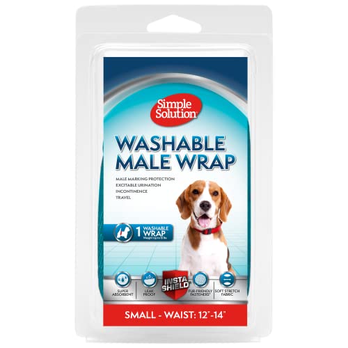 Simple Solution Washable Male Dog Diapers | Absorbent Male Wraps with Leak Proof Fit | Excitable Urination, Incontinence, or Male Marking | Small | 1 Reusable Dog Diaper Per Pack