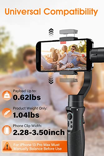 Gimbal Stabilizer for Smartphone, 3-Axis Phone Gimbal for Android and iPhone 14,13,12 PRO, Stabilizer for Video Recording with Face/Object Tracking, 600 °Auto Rotation - hohem iSteady Mobile Plus
