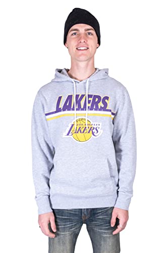 Ultra Game NBA Los Angeles Lakers Mens Fleece Hoodie Pullover Sweatshirt Out Of Bounds, Heather Gray, Medium