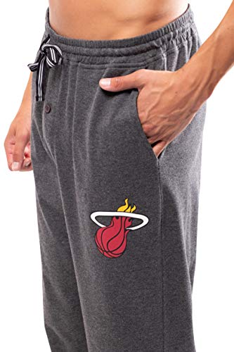 Ultra Game NBA Miami Heat Mens Sleepwear Super Soft Pajama Loungewear Pants, Heather Gray, Small
