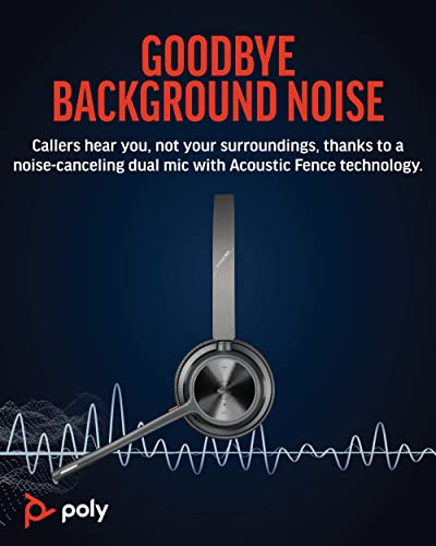 Poly Voyager 4320 UC Wireless Headset and Charge Stand (Plantronics) - Stereo Headphones w/Noise-Canceling Boom Mic - Connect PC/Mac/Mobile via Bluetooth - Microsoft Teams Certified - Amazon Exclusive