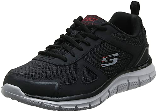 Skechers mens Track Scloric Oxford, Black/Red, 6.5 US