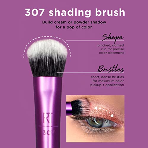 Real Techniques Everyday Eye Essentials Makeup Brush Kit, Eye Makeup Brushes for Eye Liner, Eyeshadow, Brows, and Lashes, Synthetic Bristles, Cruelty-Free and Vegan, 8 Piece Set