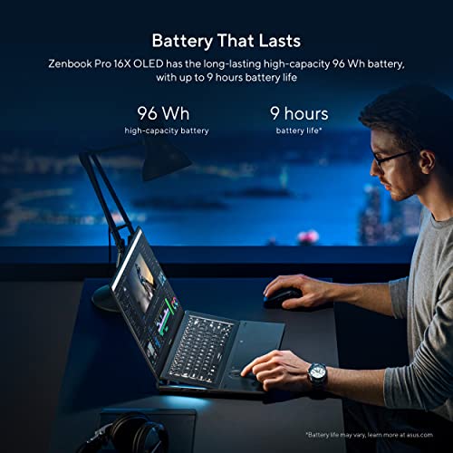 ASUS Zenbook Pro 16X OLED 16' 4K OLED 16:10 Touch Display, Dial, Intel i7-12700H CPU, GeForce RTX 3060 Graphics, 16GB RAM, 1TB SSD, Windows 11 Home, Tech Black, UX7602ZM-DB74T