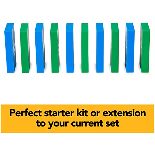 Spin Master Games H5 Domino Creations, 60-Piece Neon Blue/Green Set by Domino Artist Youtuber Lily Hevesh Classic Family Game, for Adults and Kids Ages 5 and up