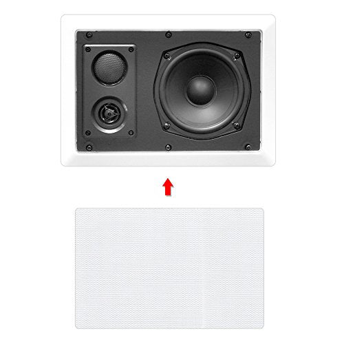 Pyle Ceiling Wall Mount Enclosed Speaker - 400 Watt Stereo In-wall / In-ceiling 8' Enclosed Full Range Deep Bass Speaker System - 50Hz-20kHz Frequency Response, 4-8 Ohm, Flush Mount - PDIW87 White