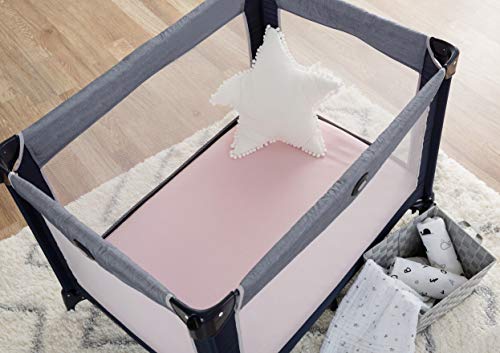 American Baby Company 100% Natural Cotton Value Jersey Knit Fitted Pack N Play Playard Sheet, Pink, Soft Breathable, for Girls