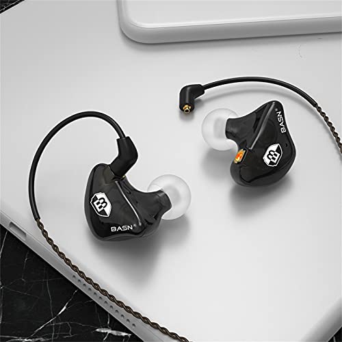 BASN Bsinger PRO in Ear Monitor Headphones for Musicians, Dynamic Driver Noise Isolating Earphones with 2 Detachable MMCX Cables (Black)